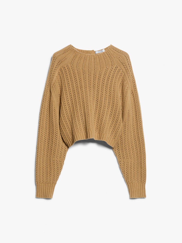 Wool and cashmere cropped jumper - 驼色 - Marina Rinaldi
