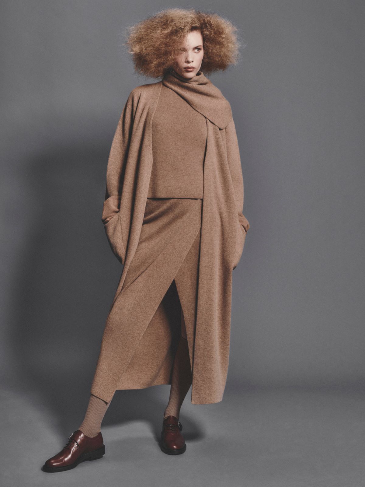 Wool and cashmere top - 浅棕色 - Marina Rinaldi