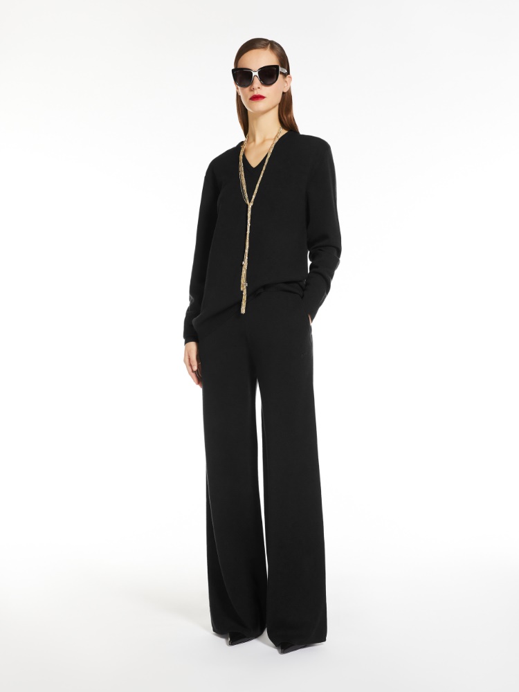 Fine wool V-neck jumper - 黑色 - Marina Rinaldi - 2