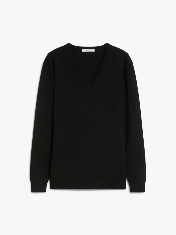 Fine wool V-neck jumper - 黑色 - Marina Rinaldi