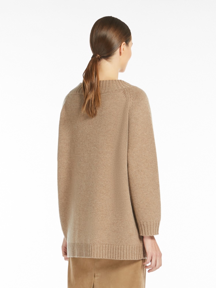 Off-the-shoulder wool and cashmere jumper - 浅棕色 - Marina Rinaldi - 3