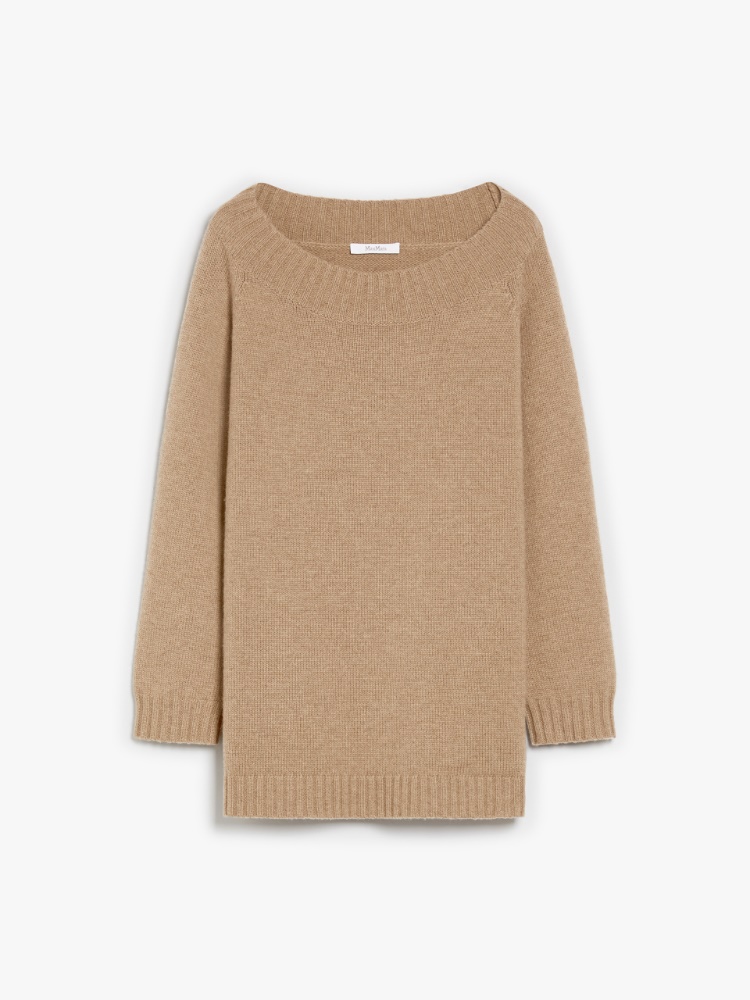 Off-the-shoulder wool and cashmere jumper - 浅棕色 - Marina Rinaldi