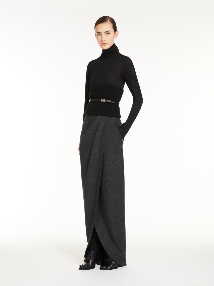 Cashmere yarn turtleneck - 黑色 - Marina Rinaldi - 2