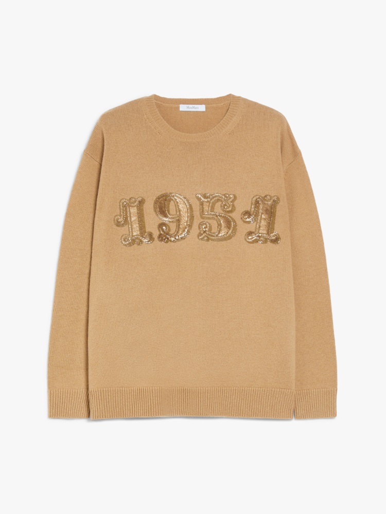 Wool, cashmere and sequin pullover - 驼色 - Marina Rinaldi