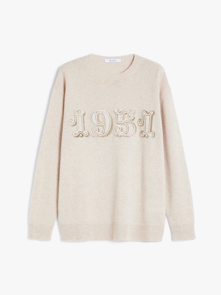 Wool, cashmere and sequin pullover - 米色 - Marina Rinaldi