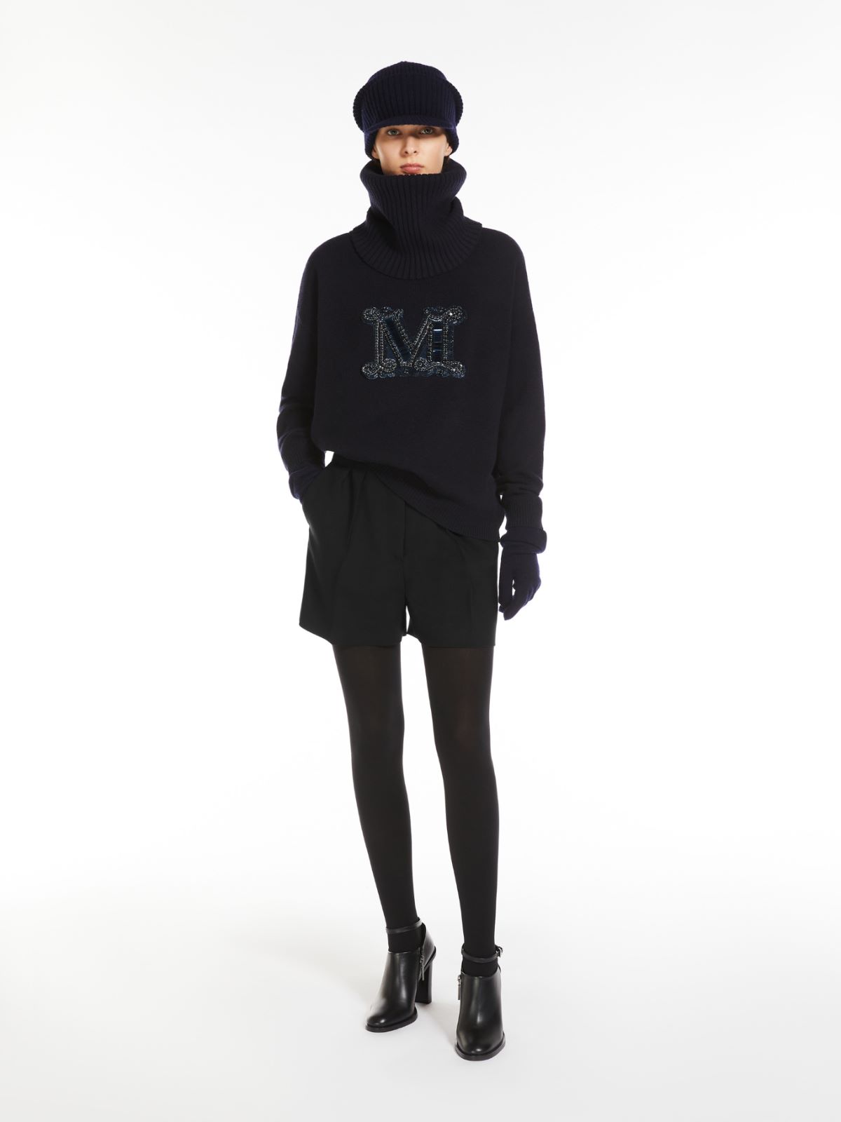 Oversized wool and cashmere jumper - 蓝色 - Marina Rinaldi