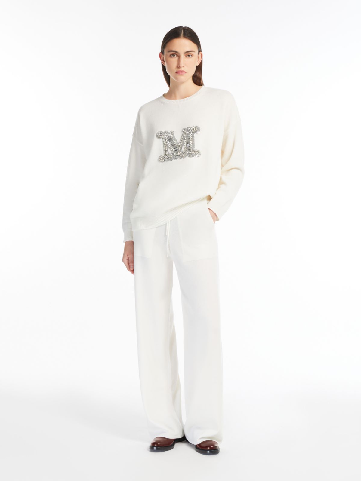 Oversized wool and cashmere jumper - 白色 - Marina Rinaldi