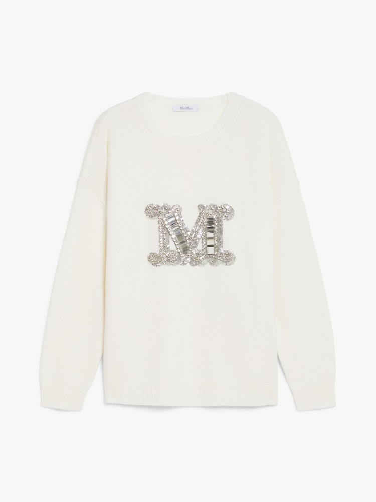 Oversized wool and cashmere jumper - 白色 - Marina Rinaldi