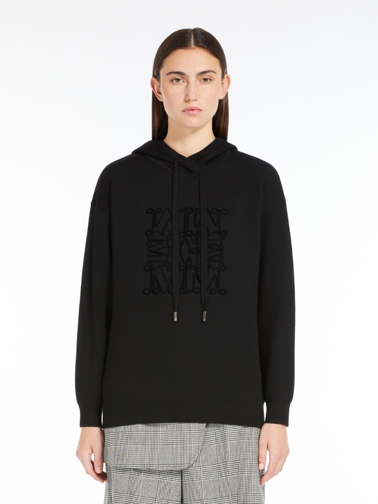 Hooded wool sweatshirt - 黑色 - Marina Rinaldi - 2