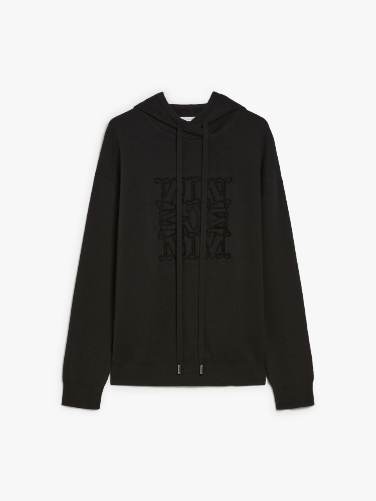 Hooded wool sweatshirt - 黑色 - Marina Rinaldi