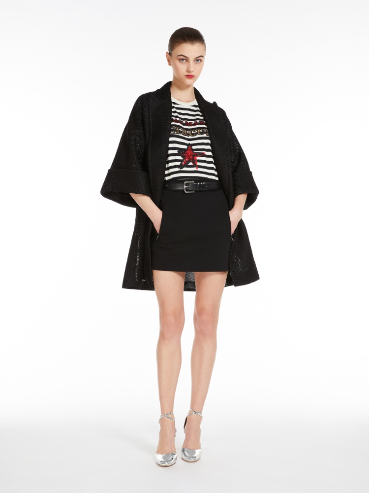 Jersey mini skirt - 黑色 - Marina Rinaldi