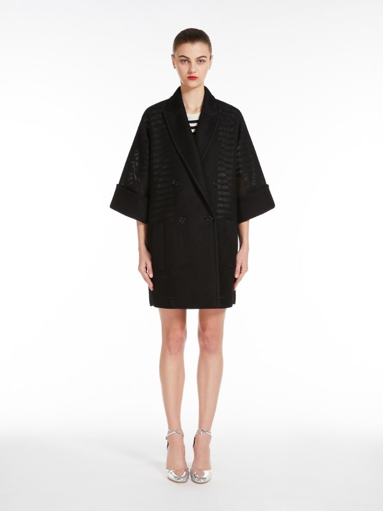 Oversized coat in mesh jersey - 黑色 - Marina Rinaldi - 2