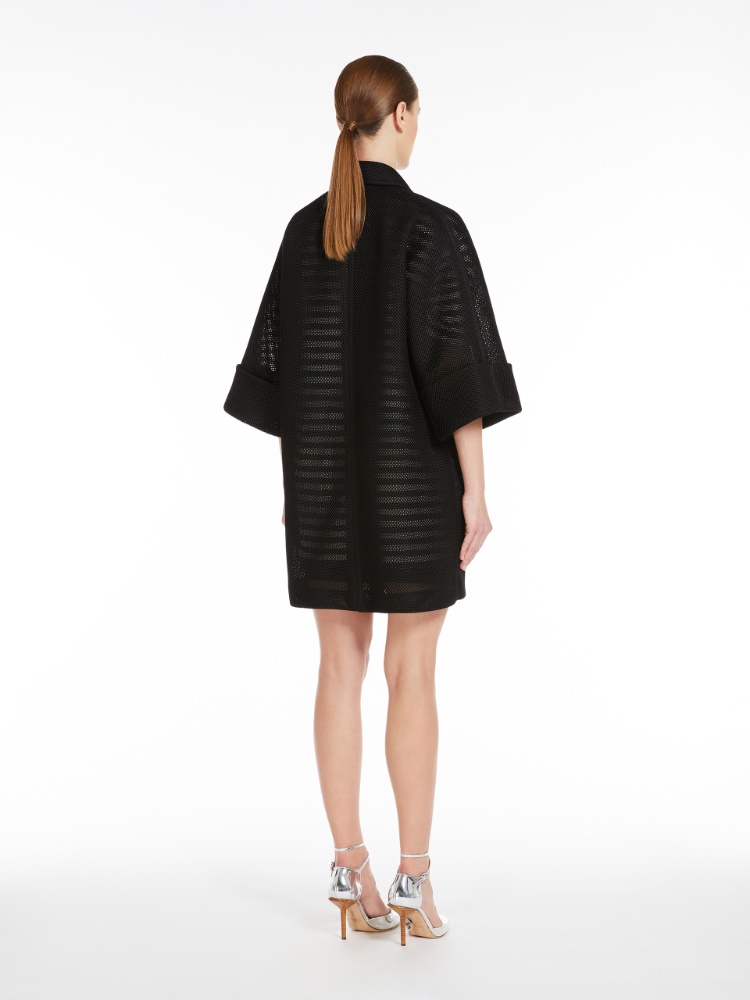Oversized coat in mesh jersey - 黑色 - Marina Rinaldi - 3