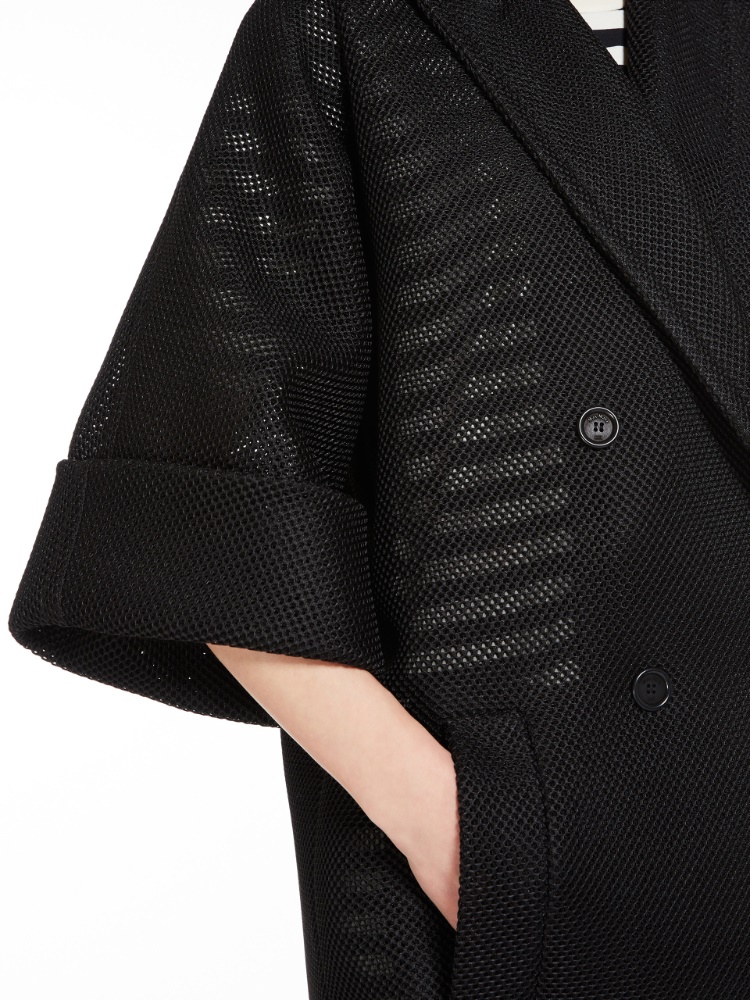 Oversized coat in mesh jersey - 黑色 - Marina Rinaldi - 4
