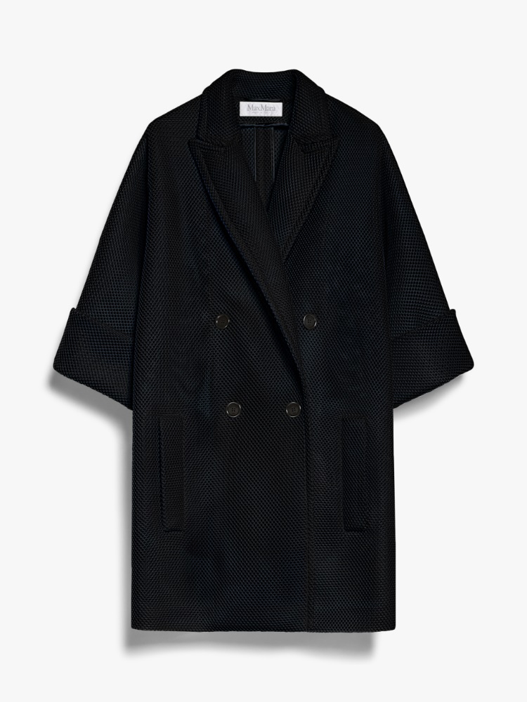 Oversized coat in mesh jersey - 黑色 - Marina Rinaldi