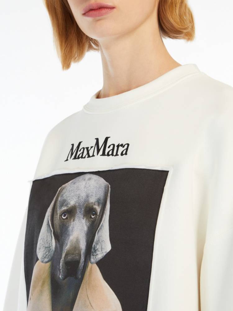 Cotton sweatshirt with Wegman print - 白色 - Marina Rinaldi - 4
