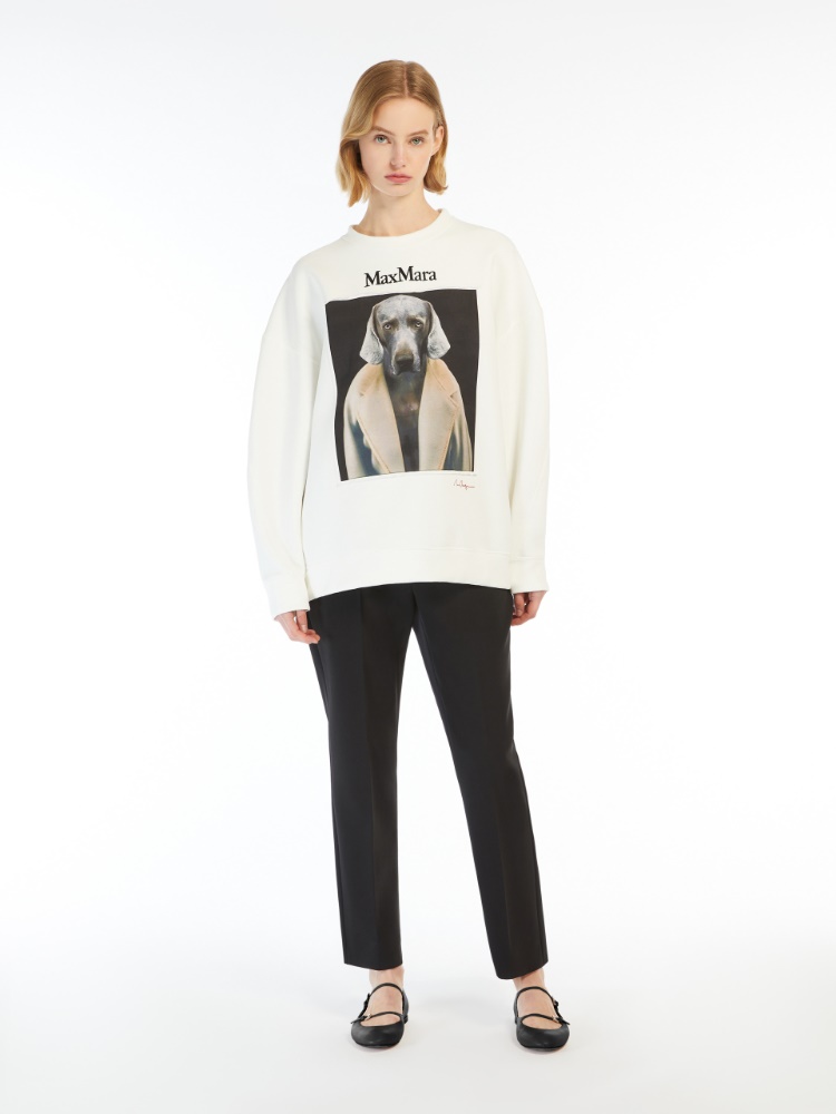 Cotton sweatshirt with Wegman print - 白色 - Marina Rinaldi - 2