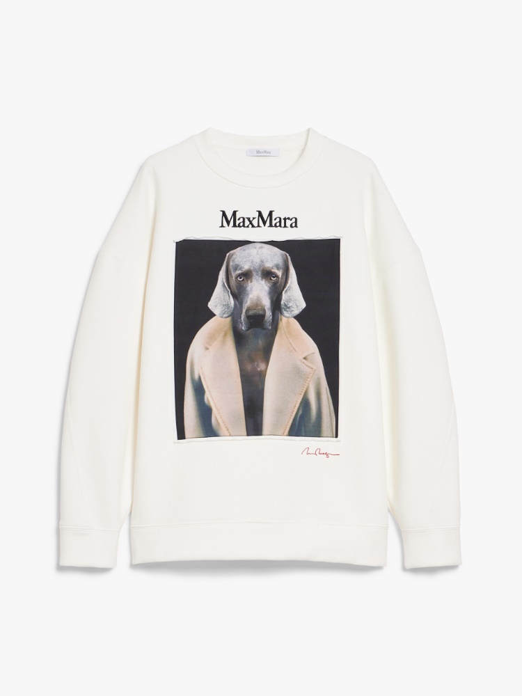 Cotton sweatshirt with Wegman print - 白色 - Marina Rinaldi