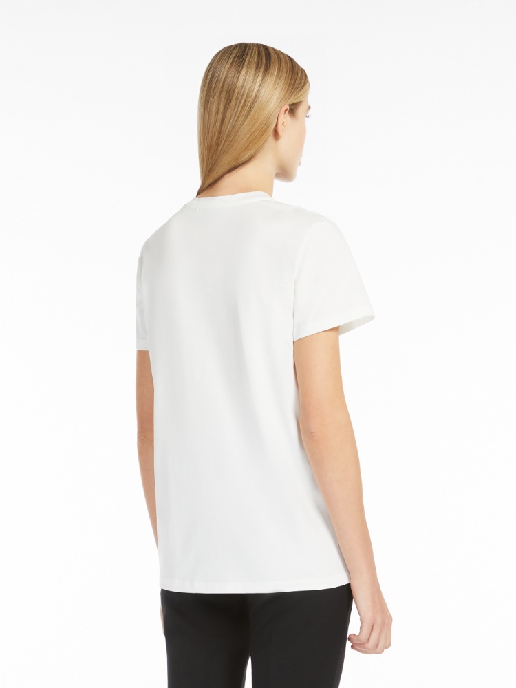 Jersey t-shirt with embroidery - 白色 - Marina Rinaldi - 3