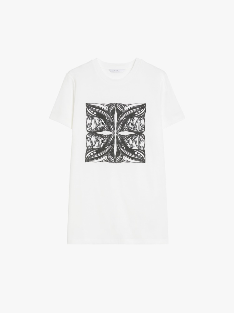 Jersey t-shirt with embroidery - 白色 - Marina Rinaldi - 7