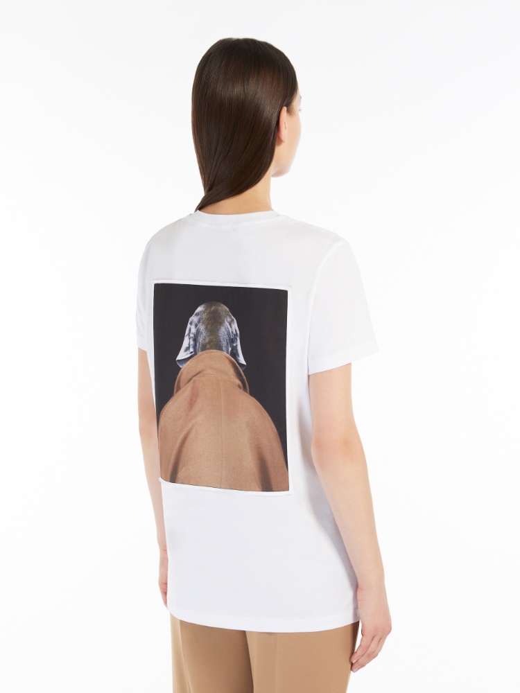 Printed jersey T-shirt - 驼色 - Marina Rinaldi - 3