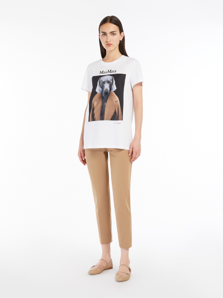 Printed jersey T-shirt - 驼色 - Marina Rinaldi - 2