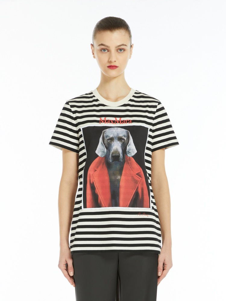 Striped cotton T-shirt - 香草色 - Marina Rinaldi - 2