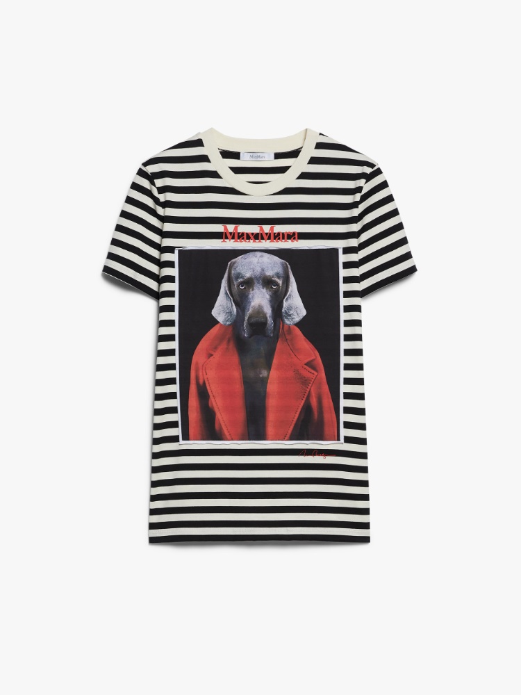 Striped cotton T-shirt - 香草色 - Marina Rinaldi - 6