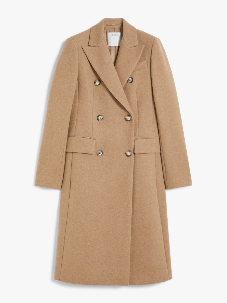 Double-breasted cashmere-blend coat - 驼色 - Marina Rinaldi - 7