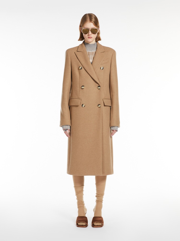 Double-breasted cashmere-blend coat - 驼色 - Marina Rinaldi - 2