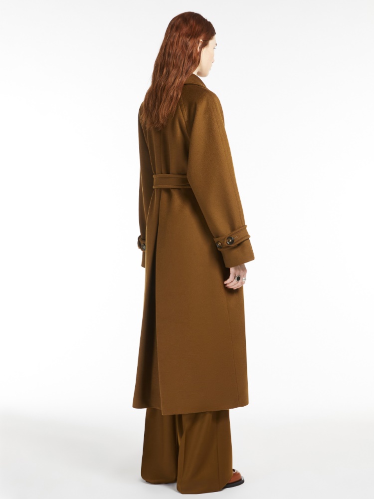 Double-breasted pure wool coat - 褐色 - Marina Rinaldi - 3