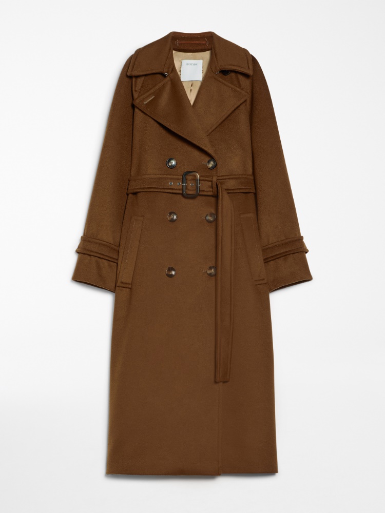 Double-breasted pure wool coat - 褐色 - Marina Rinaldi - 5