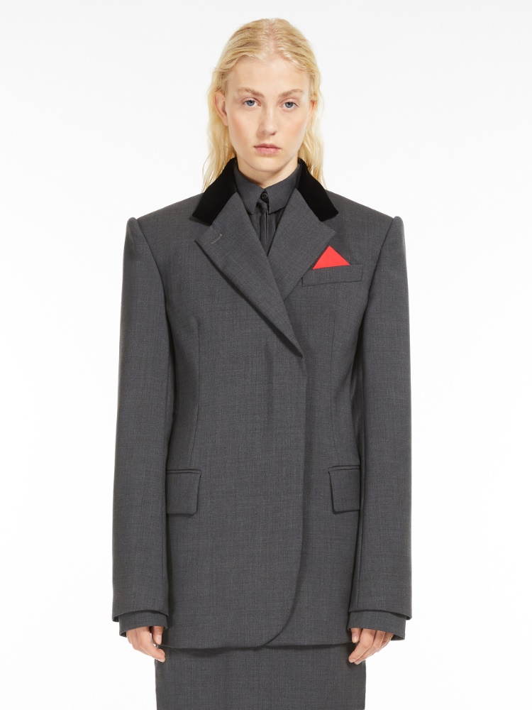 Stretch wool tailored blazer - 深灰色 - Marina Rinaldi - 2