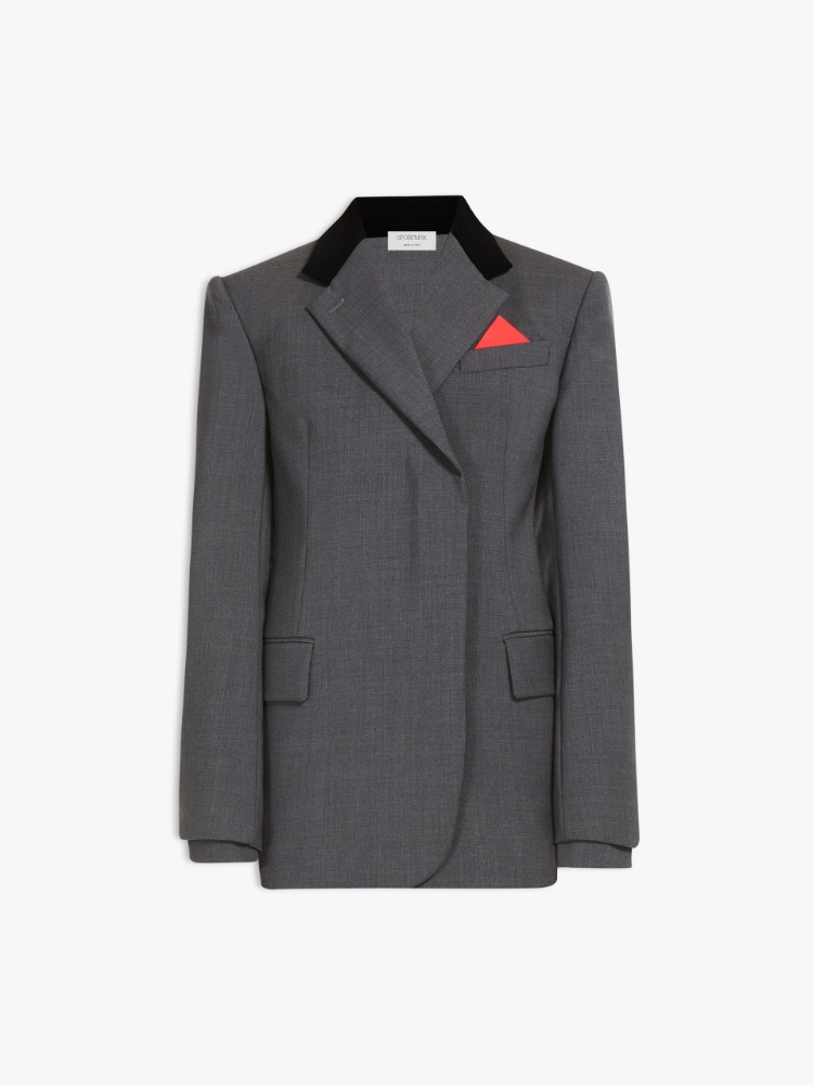 Stretch wool tailored blazer - 深灰色 - Marina Rinaldi