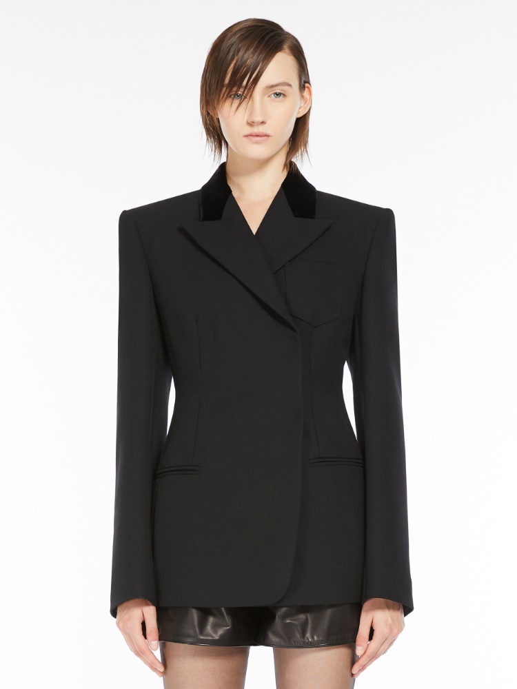 Tech-wool tailored blazer - 黑色 - Marina Rinaldi - 2