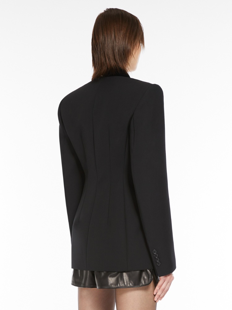 Tech-wool tailored blazer - 黑色 - Marina Rinaldi - 3