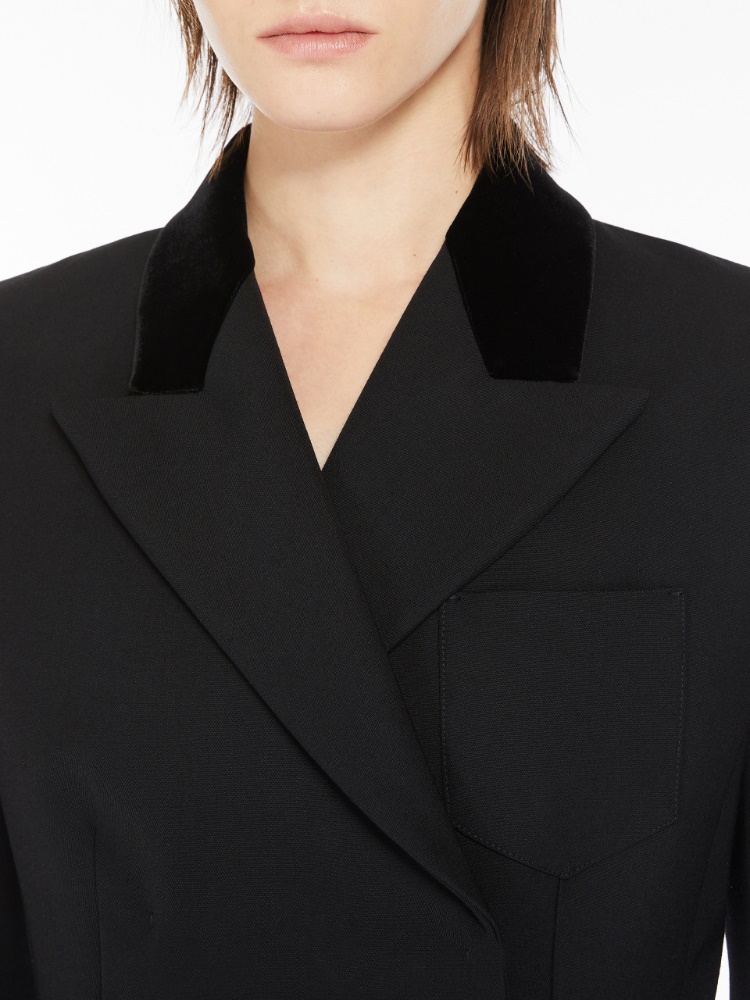 Tech-wool tailored blazer - 黑色 - Marina Rinaldi - 4