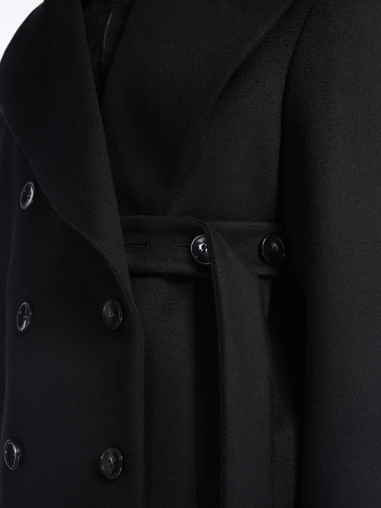 Oversized wool-blend pea coat - 黑色 - Marina Rinaldi - 4