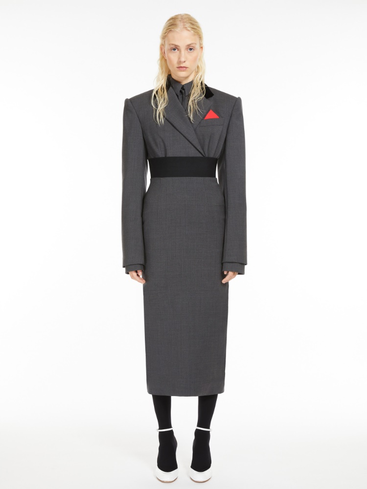 Stretch wool midi skirt - 深灰色 - Marina Rinaldi - 2