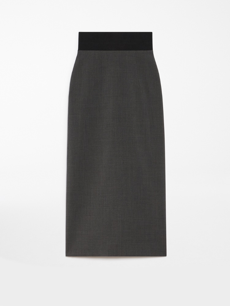 Stretch wool midi skirt - 深灰色 - Marina Rinaldi