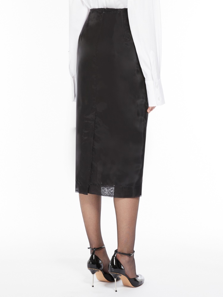 Organza midi skirt - 黑色 - Marina Rinaldi - 3