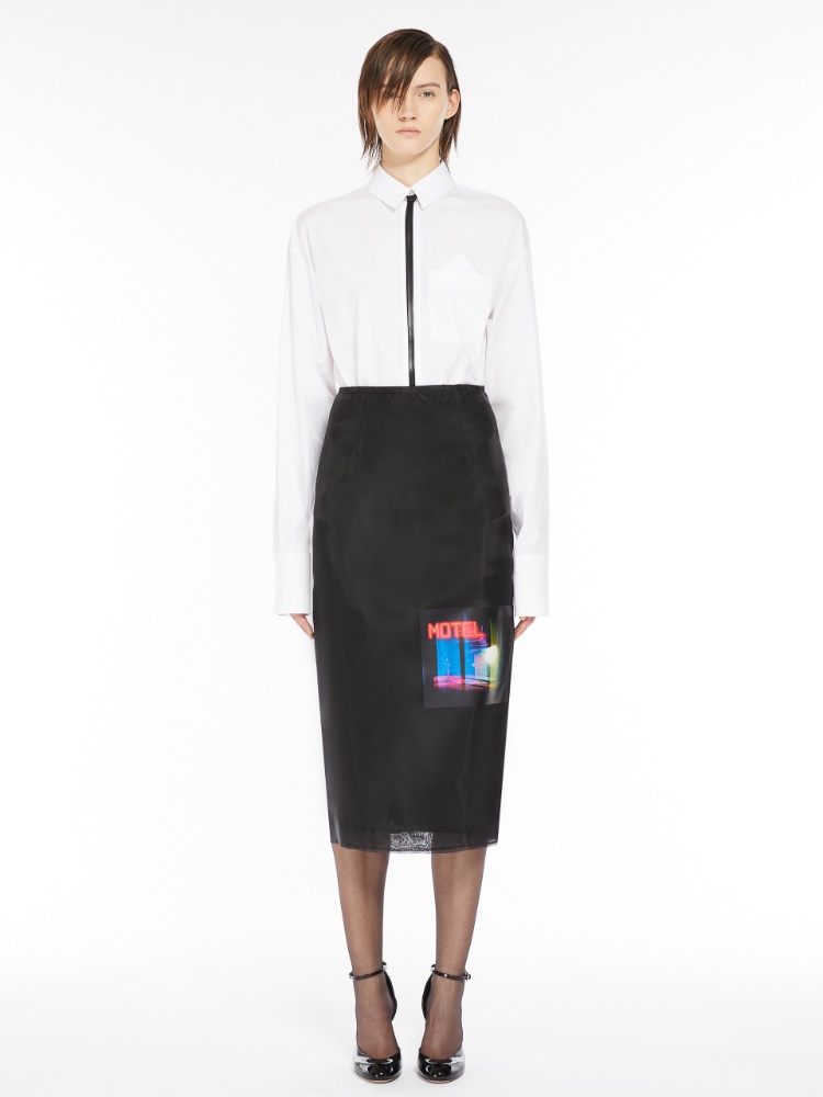 Organza midi skirt - 黑色 - Marina Rinaldi - 2
