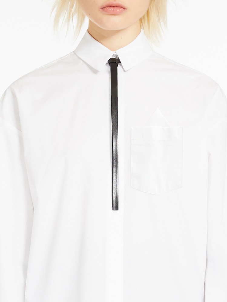 Oversized poplin shirt - 白色 - Marina Rinaldi - 4