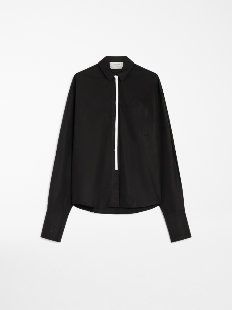 Oversized poplin shirt - 黑色 - Marina Rinaldi - 5