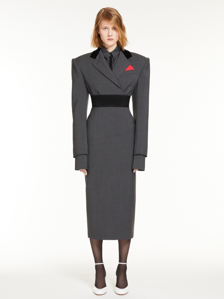 Oversized stretch wool shirt - 深灰色 - Marina Rinaldi - 2