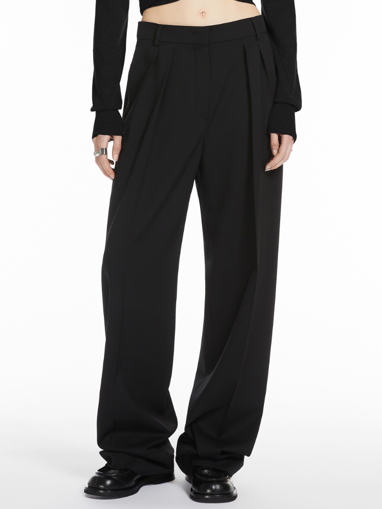 Wide-fit stretch wool trousers - 黑色 - Marina Rinaldi - 2