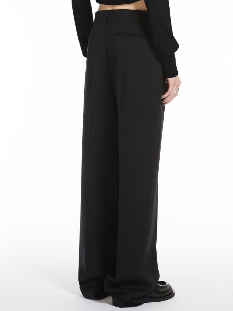 Wide-fit stretch wool trousers - 黑色 - Marina Rinaldi - 3