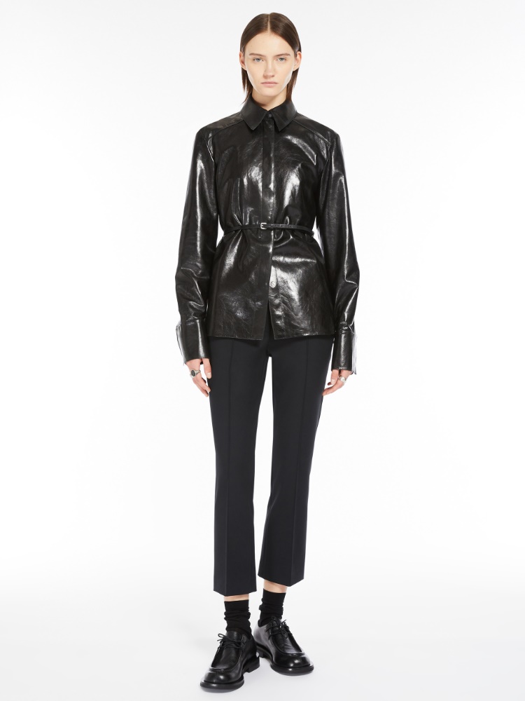Flared stretch cotton trousers - 黑色 - Marina Rinaldi - 2