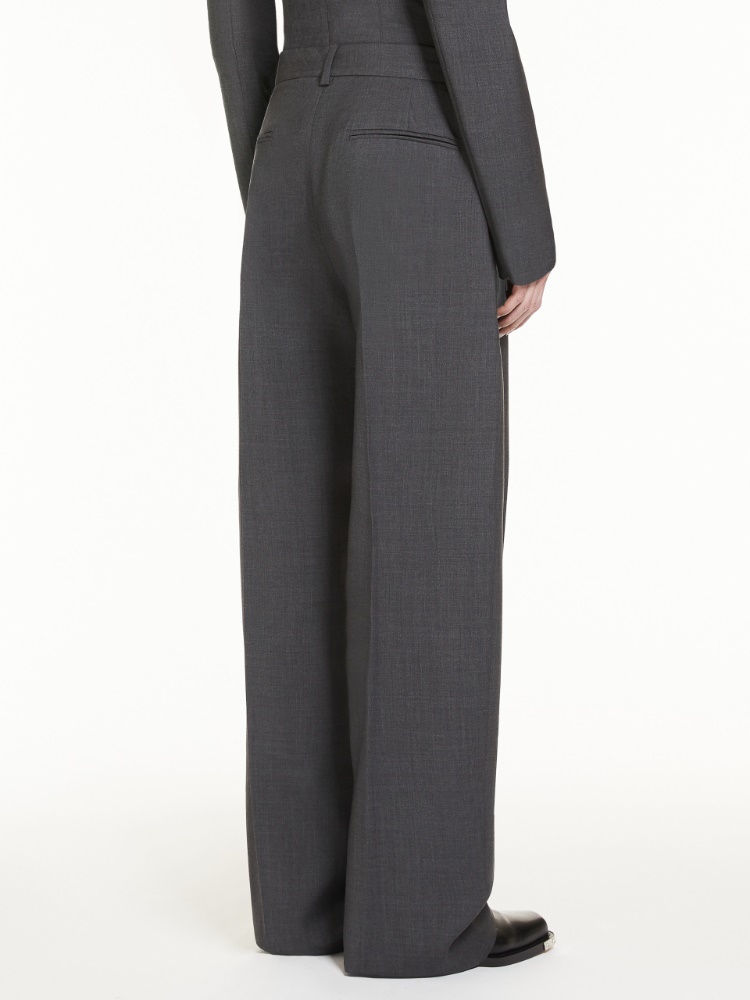 Oversized stretch wool trousers - 深灰色 - Marina Rinaldi - 3