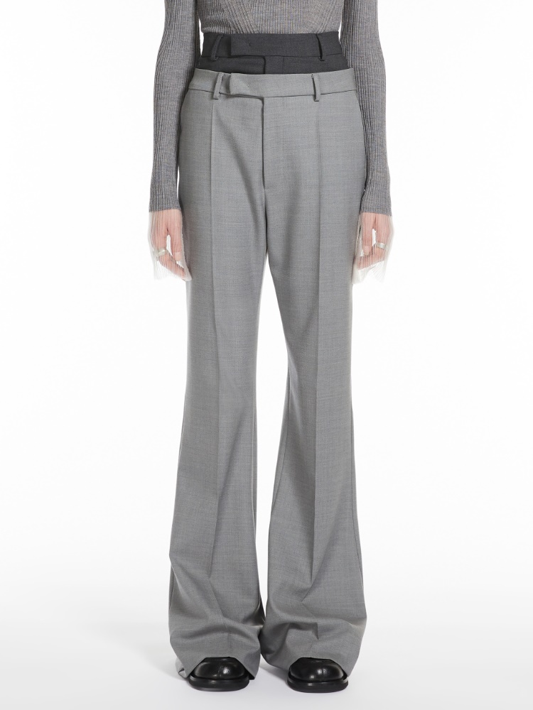 Flared trousers with a branded double belt - 灰色 - Marina Rinaldi - 2